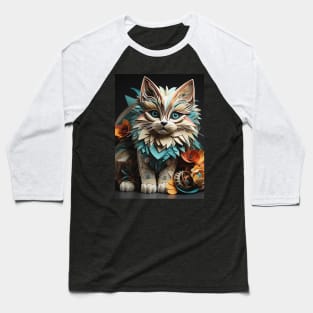 Fold Art Style Cat Baseball T-Shirt